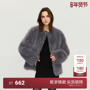 OCHIRLY欧时力 仿狐狸毛环保皮草棉服外套女上衣保暖2024秋冬新品