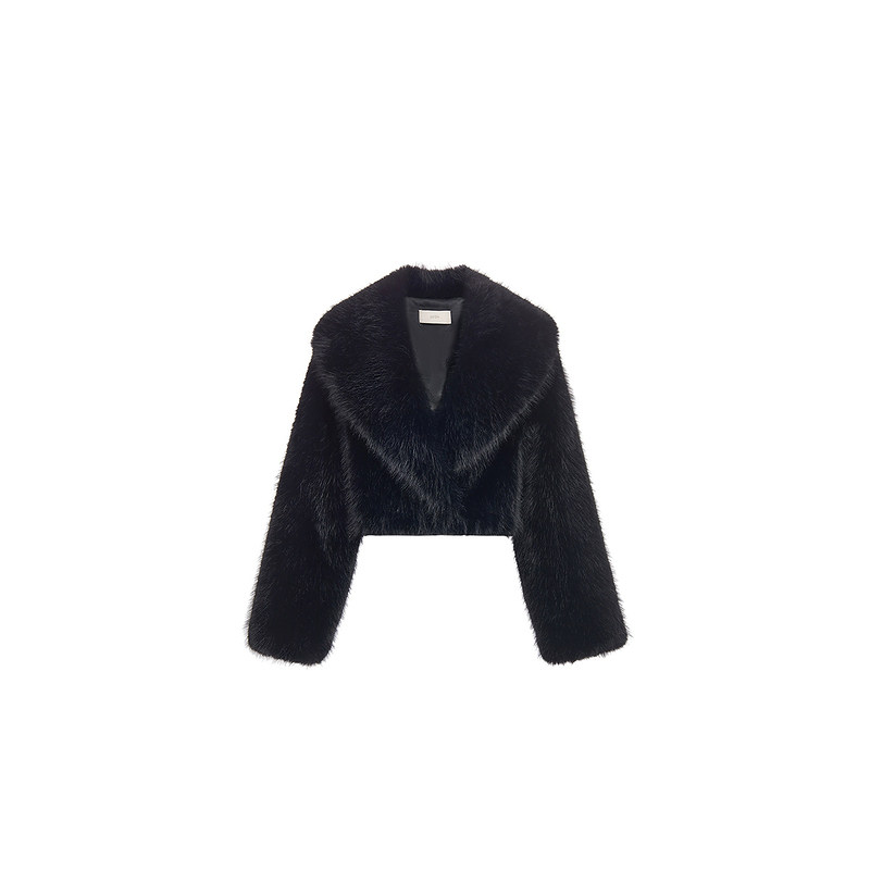 ochirly欧时力 仿狐狸毛环保皮草外套女2024新款早春翻领短款时尚,女装/女士精品,短外套,淘宝优惠券,粉丝福利购,淘宝优惠卷