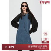 牛仔连衣裙冬装 复古 两穿袖 短款 机能系列 欧时力
