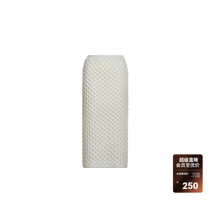 镂空高腰针织半身裙 ochirly欧时力2024新款夏装中长款气质修身