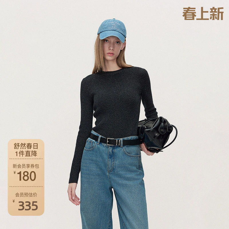 【可机洗100%羊绒衫】OCH.欧时力毛衣针织上衣套头内搭25春新款