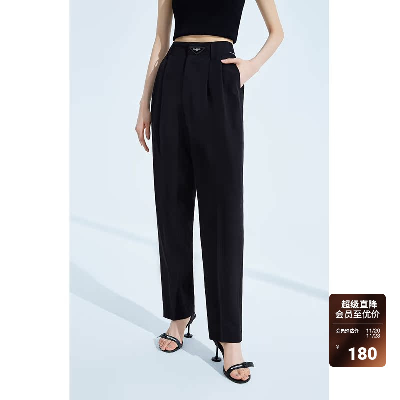 ochirly欧时力 通勤休闲西装长裤女2023新款早秋显瘦哈伦裤萝卜裤