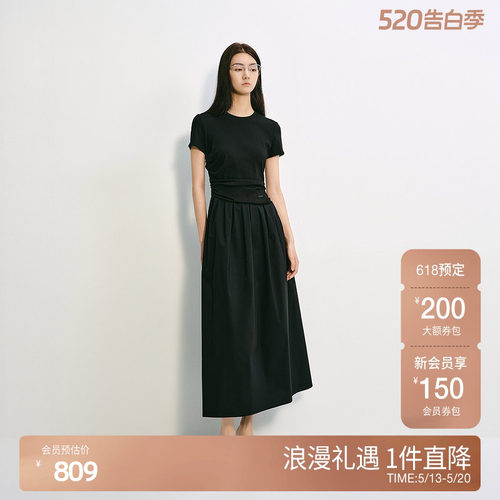 欧时力法式A字显瘦连衣裙夏季