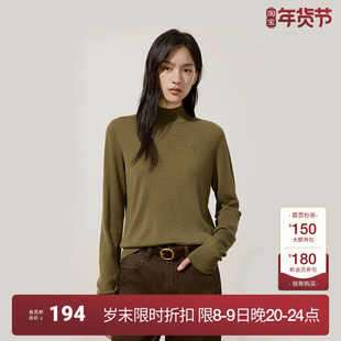 OCHIRLY欧时力 澳大利亚100%美丽诺羊毛半高领毛衣女2024秋冬新品