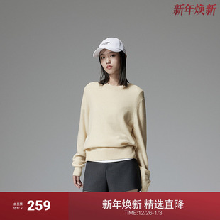 新品 松弛感2024秋季 牦牛绒羊毛套头毛衣女针织衫 OCHIRLY欧时力