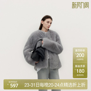 OCHIRLY欧时力 仿狐狸毛环保皮草棉服外套女上衣保暖2024秋冬新品