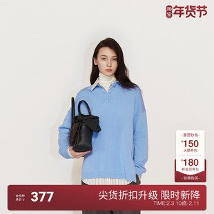 OCHIRLY欧时力 羊毛Polo领套头毛衣女宽松软糯保暖2024秋冬新品