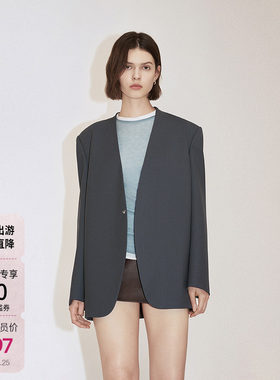 OCHIRLY欧时力 羊毛精纺呢西装外套女中长宽松高级感秋季