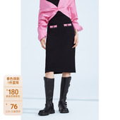 通勤高腰 秋装 ochirly欧时力 小香风包臀针织半身裙