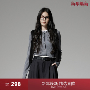 ochirly欧时力桑蚕丝羊毛针织外套女开衫 软糯气质2025春新款