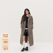 大衣腰带2024秋冬新品 袍式 绒感环保皮草外套女长款 ochirly欧时力