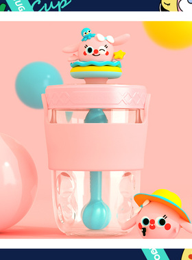明星同款coco mango吸管水杯女网红可爱小学生儿童防摔背带夏季杯