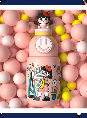 明星款coco mango儿童保温杯吸管两用可爱女宝宝小学生便携水杯子