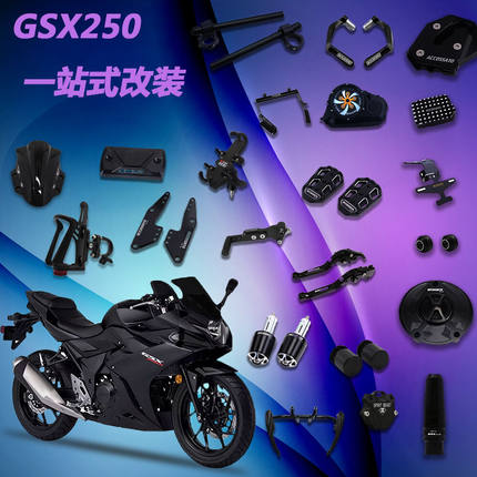 适用铃木GSX250R 改装黑武士牛角护手挡风板防摔杠铝合金改装配件