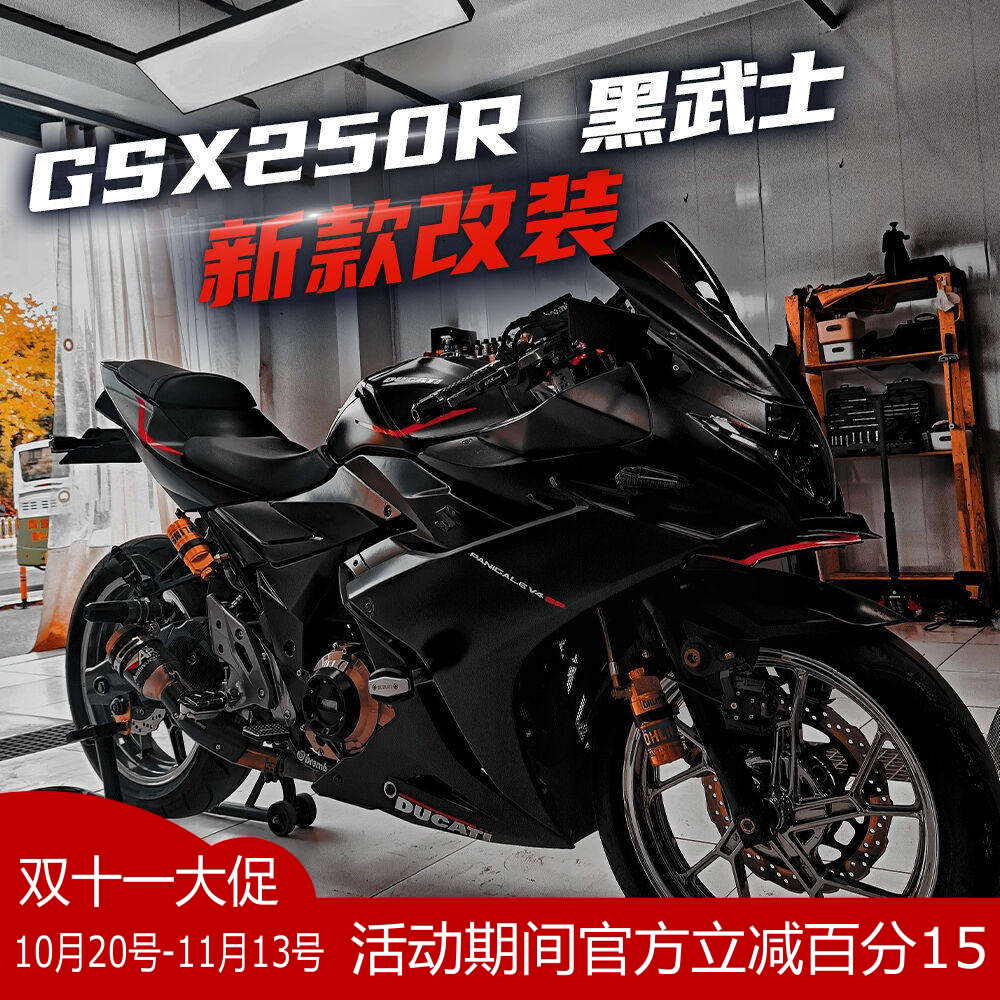 适用铃木GSX250R 改装黑武士下唇 定风翼 后视镜竞技加高风挡牛角