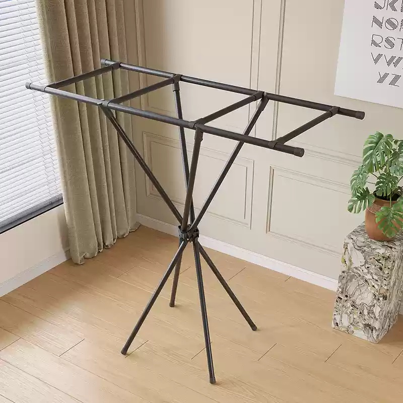 折叠晾衣架收束落地式挂衣杆家用卧室阳台简易可晒被子多杆晾晒架