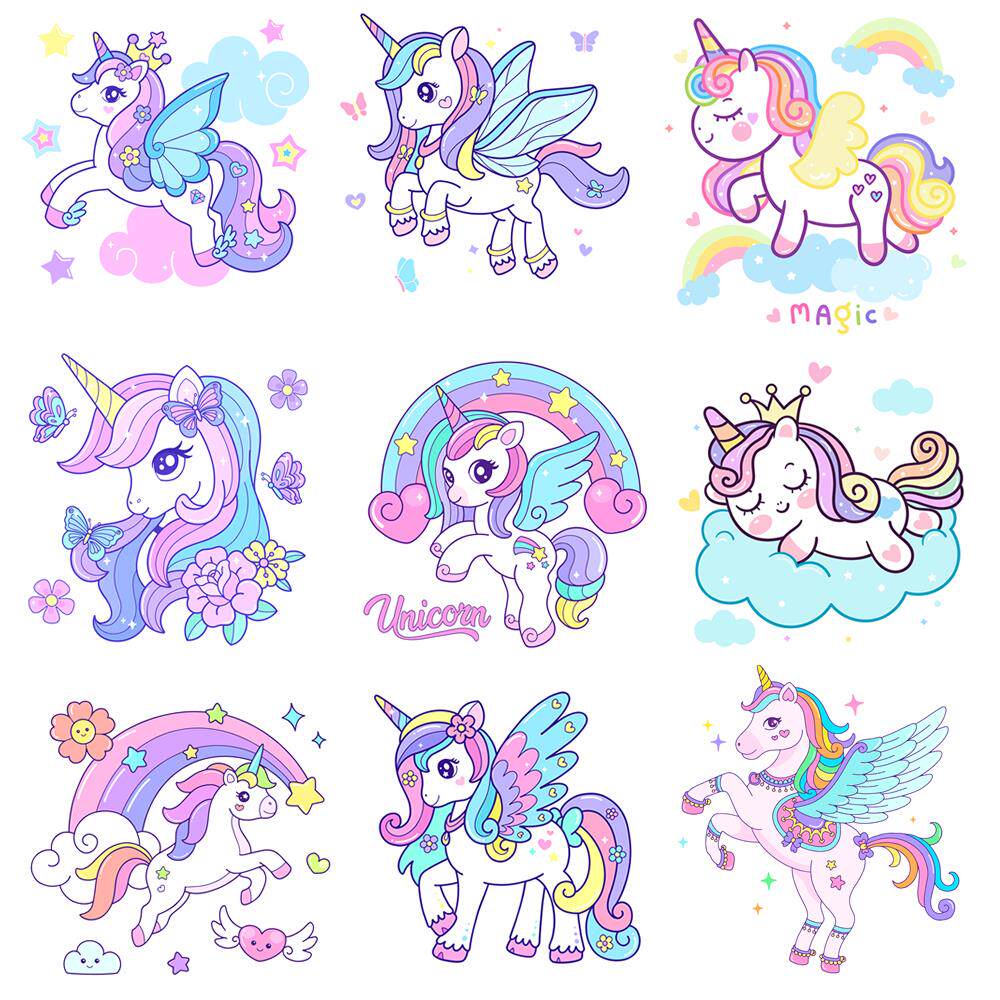 1587独角兽粉紫梦幻飞马小马彩虹宝宝宴生日海报背景图ai设计素材