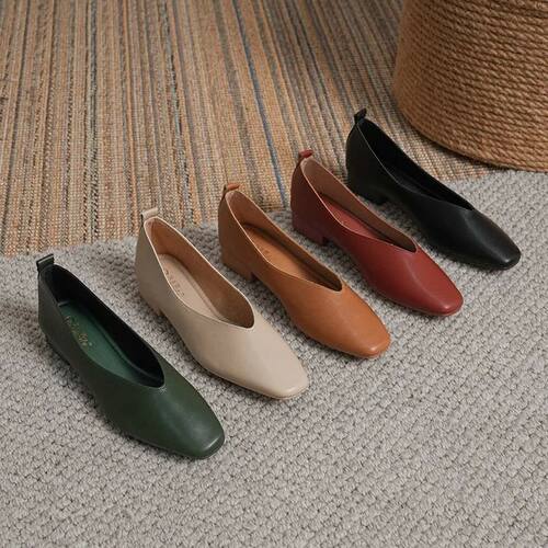 Genuine Leather Multi-color Low-heeled women's Shoes  Round
