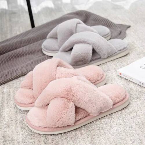 Cozy Home Furry Slippers Indoor Casual Slipper Open Toe Soft