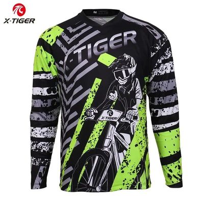 Camiseta X-Tiger de manga larga para descenso 100% poliéste