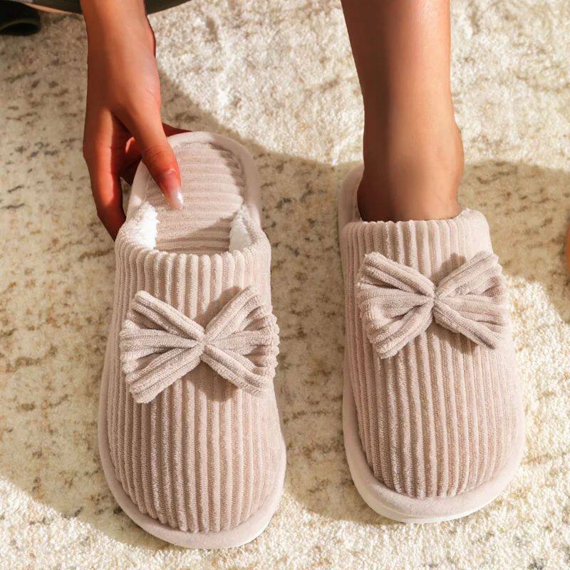 Fashion Women's Bow Slippers Fall/Winter Indoor Bedroom Floo