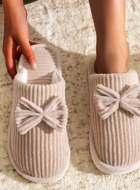 Fashion Women's Bow Slippers Fall/Winter Indoor Bedroom Floo