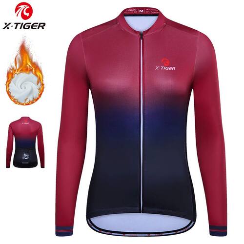 Camisetas de ciclismo X-TIGER para mujer, jersey térmico de