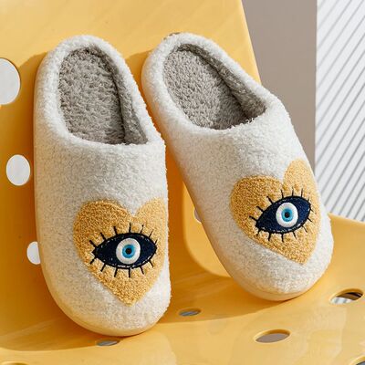 Houseshoes Women Slippers Winter Warm Soft Funny Evil Eye In