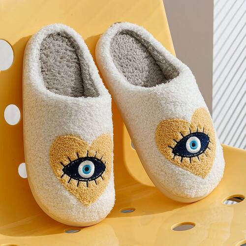 Houseshoes Women Slippers Winter Warm Soft Funny Evil Eye In