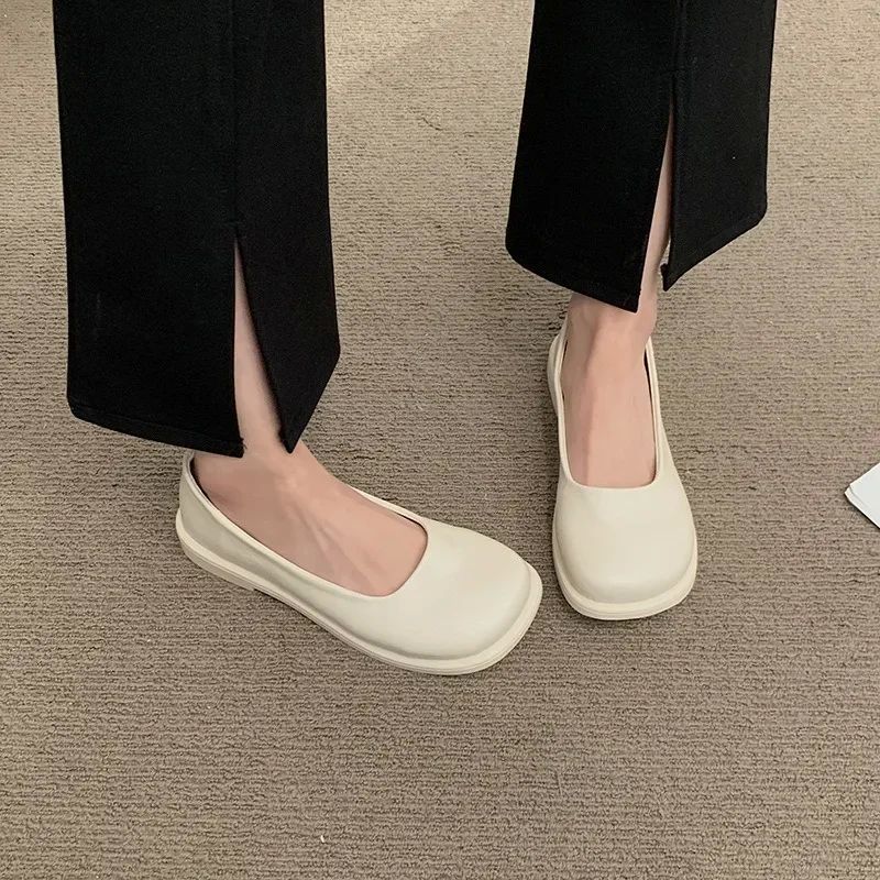 Ladies Shoes Slip on Round Toe Women Footwear Flat Black Lig
