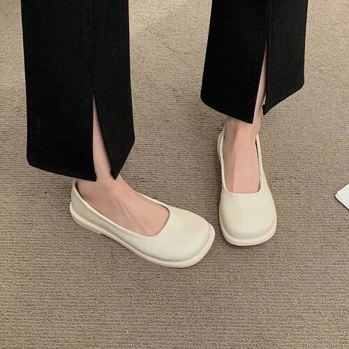 Ladies Shoes Slip on Round Toe Women Footwear Flat Black Lig