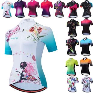 Camiseta de ciclismo para mujer, camisa de manga corta para