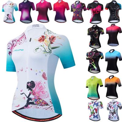 Camiseta de ciclismo para mujer, camisa de manga corta para