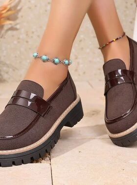 New plus size Womens Shoes Fashion thick soled loafers Heigh
