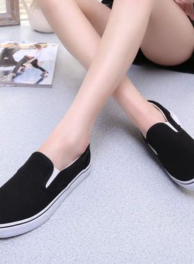 High Quality Canvas Shoes Solid Black Sneakers Low-top Slip-
