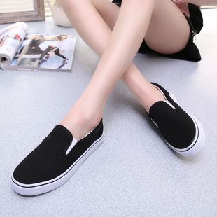 High Quality Canvas Shoes Solid Black Sneakers Low-top Slip-