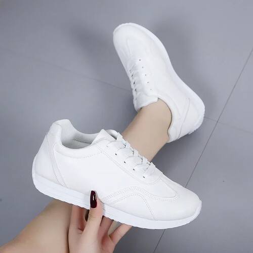Women Casual Walking Shoes Summer Flat Lace Up Leather High