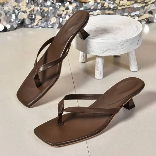 Summer New Soft Leather Square Toe Cat with Flip-flops Women