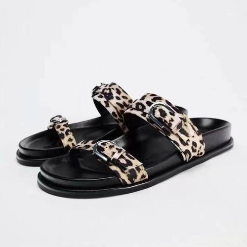 Summer Classic Woman Sandal Leopard Print Design Casual Slip