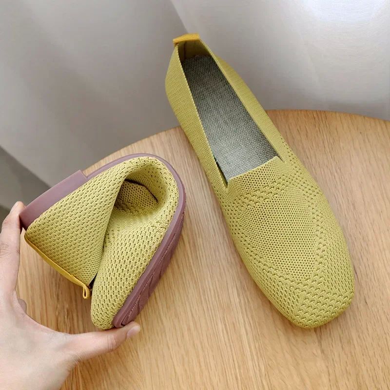 Women Ballet Flats Shoes Casual Square Toe Loafers Female Co