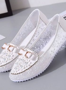 2024 Summer Women Bow Flower Sneakers Breathable Solid Color