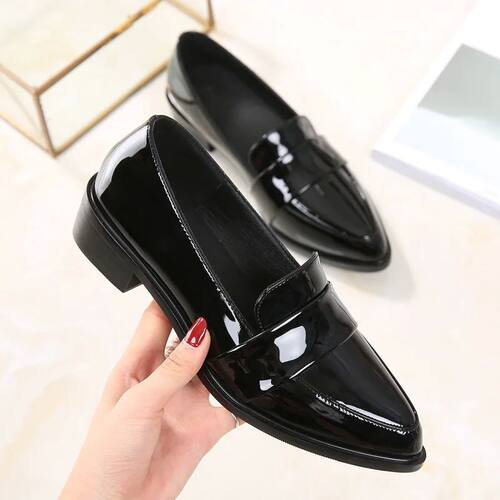 Women's Shoes Patent Leather Black Small Leather Shoes 2023