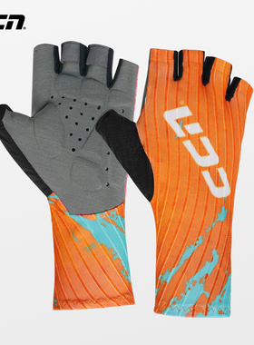 CCN新款队服版橙色骑行手套自行车公路车短指手套耐磨男女通用