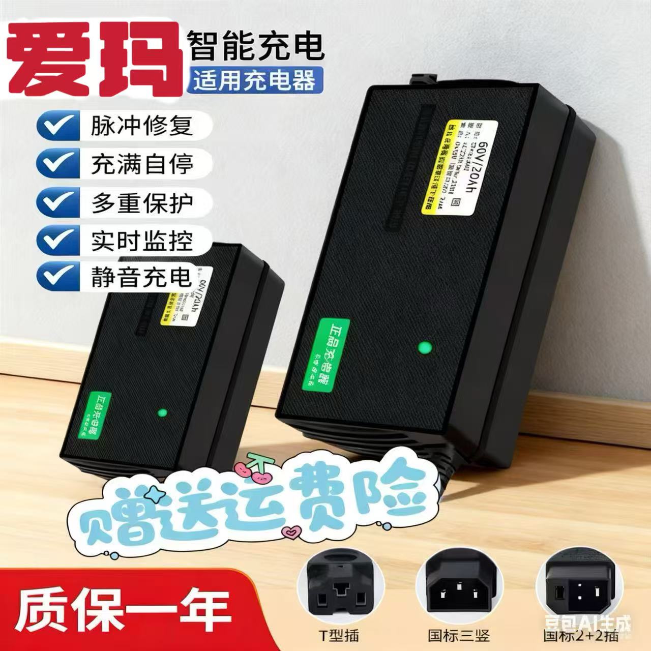 适用爱玛原装电动车充电器48V60V72伏铅酸石墨烯