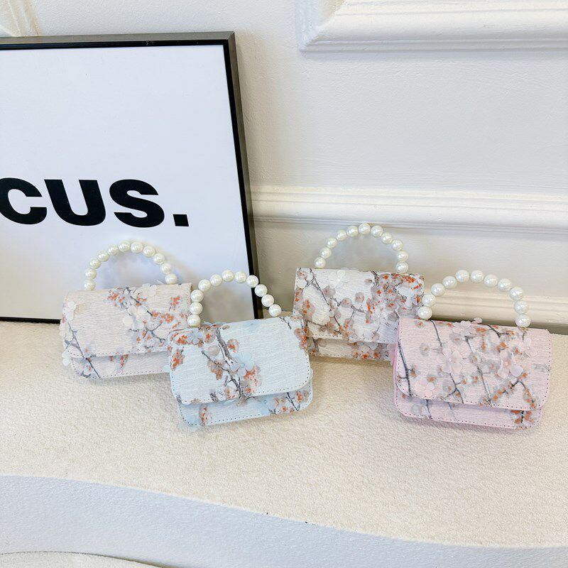 国风复古男女童单肩包甜美蕾丝珍珠手提小孩斜挎包2026新款儿童包