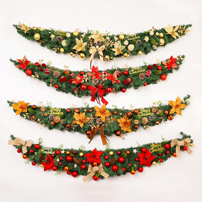 圣诞节牛角藤条墙挂门挂酒店商场花环圣诞树装饰品场景氛围布置