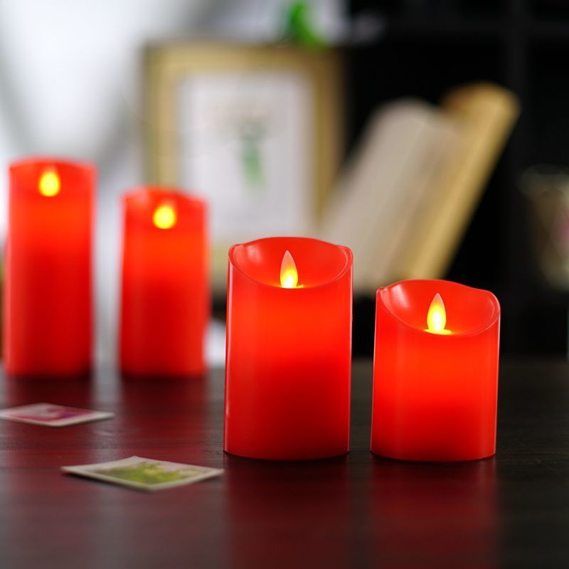 红色LED电子蜡烛灯新年节日婚庆酒店家用餐厅装饰摆件