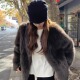 皮毛一体仿狐狸毛毛绒上衣灰棕高级感 短款 环保皮草外套女新款 冬季