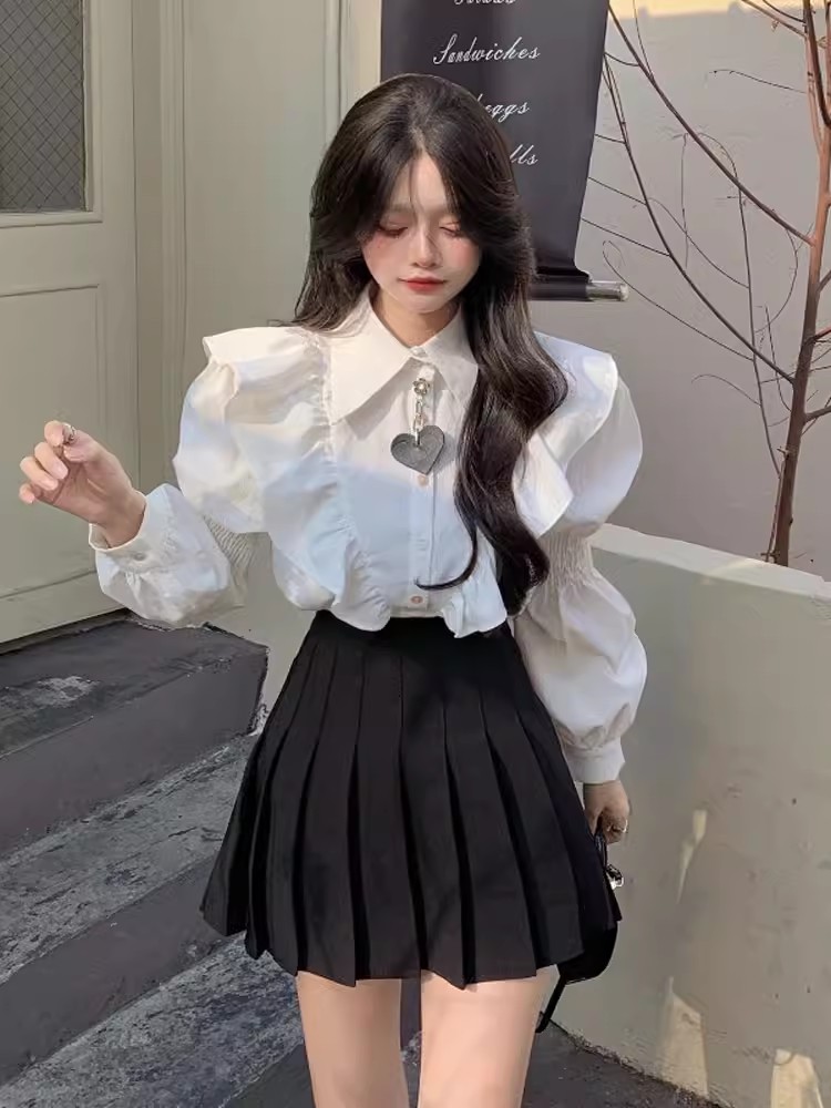 秋季设计感气质长袖学院风衬衣
