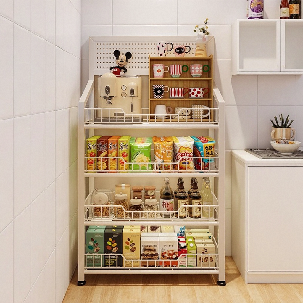 小推车落地收纳架客厅零食置物架